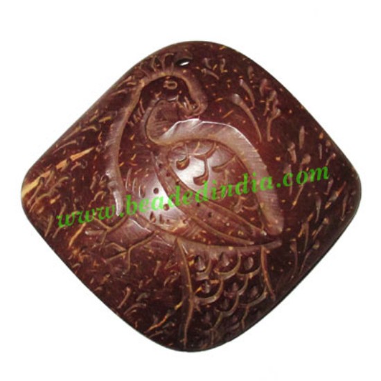 Picture of Handmade coconut shell wood bird pendants, size : 58x65x3mm