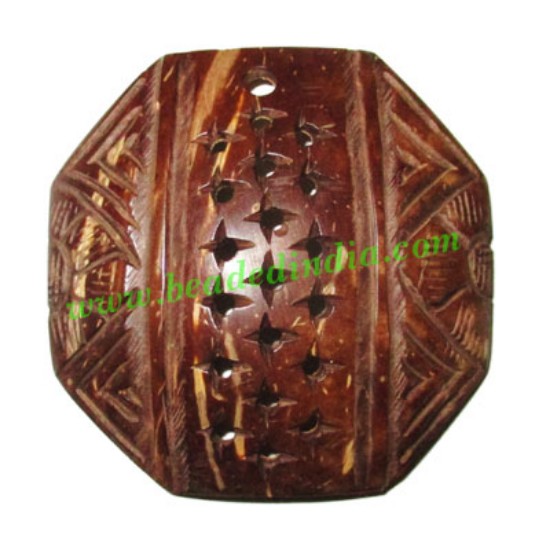 Picture of Handmade coconut shell wood pendants, size : 51x3mm