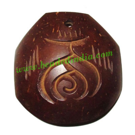 Picture of Handmade coconut shell wood pendants, size : 52x4mm
