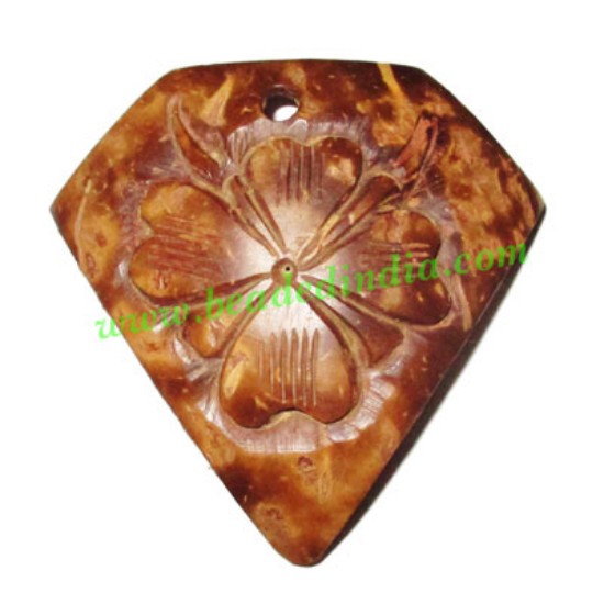 Picture of Handmade coconut shell wood pendants, size : 52x3mm