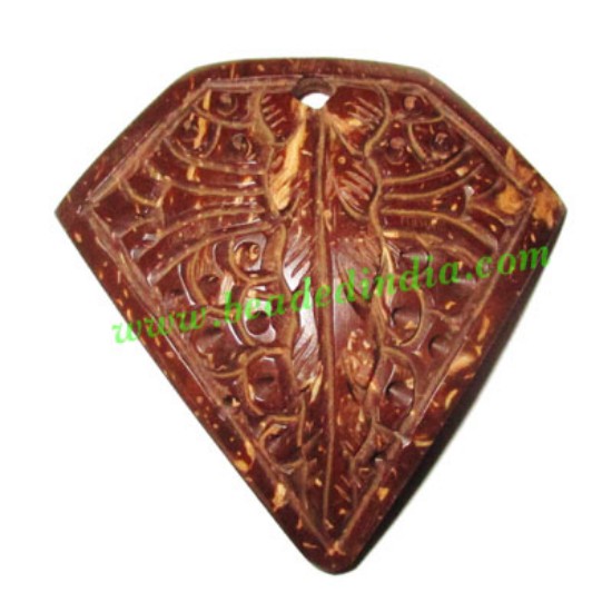 Picture of Handmade coconut shell wood pendants, size : 52x3mm