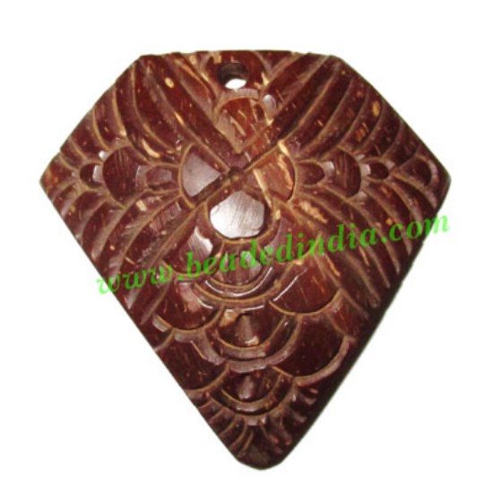 Picture of Handmade coconut shell wood pendants, size : 52x3mm