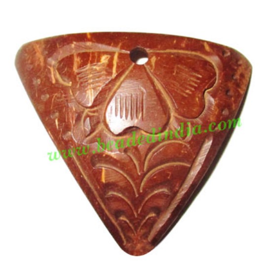 Picture of Handmade coconut shell wood pendants, size : 47x52x3mm