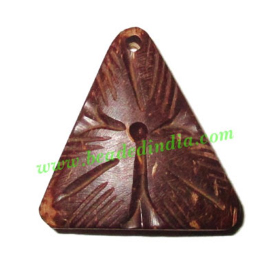Picture of Handmade coconut shell wood pendants, size : 26x25x3mm