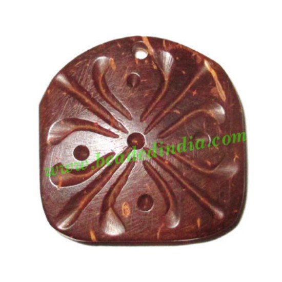 Picture of Handmade coconut shell wood pendants, size : 25x3mm