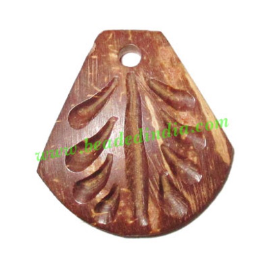 Picture of Handmade coconut shell wood pendants, size : 24x22x3mm