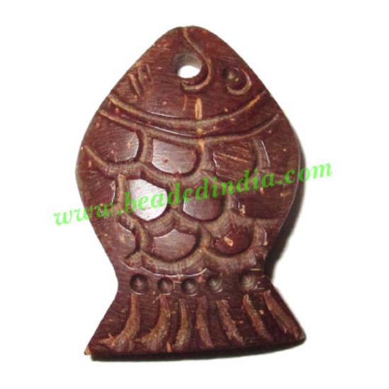 Picture of Handmade coconut shell wood pendants, size : 28x19x4mm