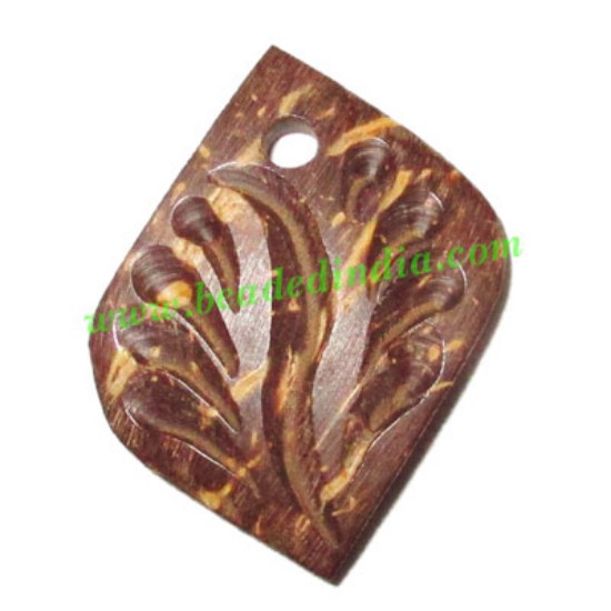 Picture of Handmade coconut shell wood pendants, size : 26x16x3mm