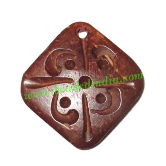 Picture of Handmade coconut shell wood pendants, size : 23x22x3mm