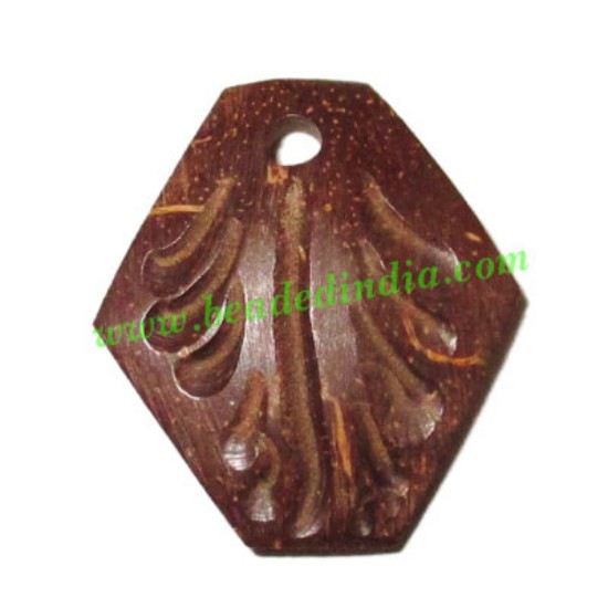Picture of Handmade coconut shell wood pendants, size : 23x20x3mm
