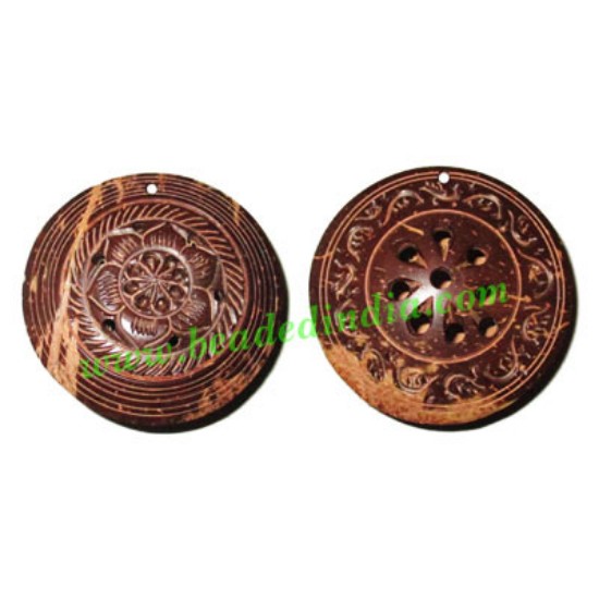 Picture of Handmade coconut shell wood pendants, size : 52x19mm