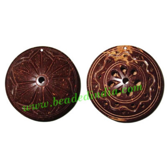 Picture of Handmade coconut shell wood pendants, size : 52x18mm