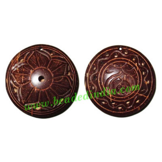 Picture of Handmade coconut shell wood pendants, size : 46x13mm