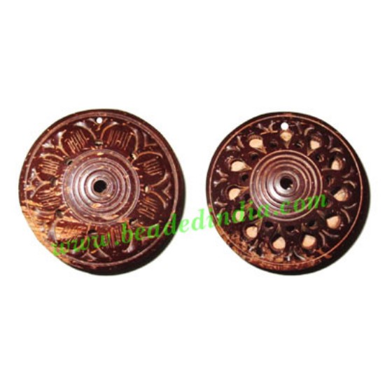 Picture of Handmade coconut shell wood pendants, size : 46x15mm