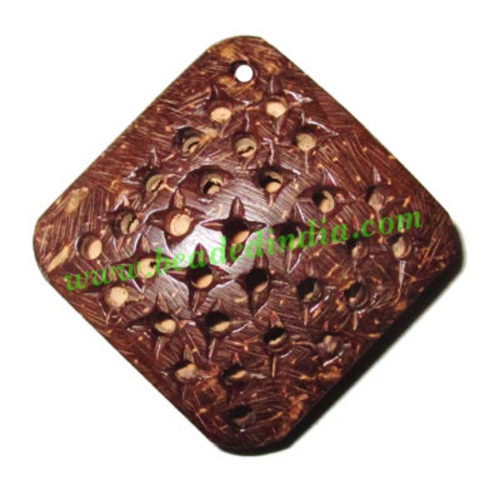 Picture of Handmade coconut shell wood pendants, plain back, size : 35x11mm