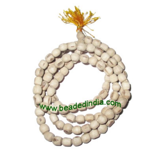 Picture of Tulsi beads mala, holy basil, auspicious wood beads-seeds string (mala of 108+1 beads), size: 7mm semi fine, pack of 1 string.