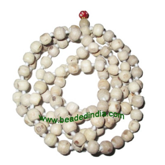 Picture of Tulsi beads mala, holy basil, auspicious wood beads-seeds string (mala of 27+1 beads), size: 8mm fine, pack of 1 string.