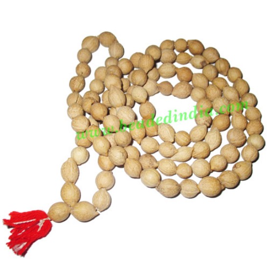 Picture of Putra Jeeva Rosary Wood Beads-White Seeds String (mala of 108+1 beads), made of 9mm purtrajiva beads, pack of 1 string.