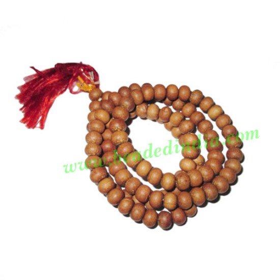 Picture of White Sandal Wood Beads, Auspicious Wood Beads-Seeds String (mala of 108+1 beads), size: 7mm, pack of 1 string.