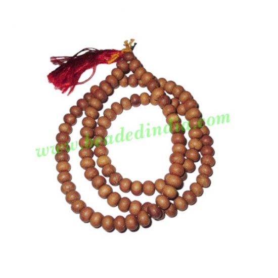 Picture of White Sandal Wood Beads, Auspicious Wood Beads-Seeds String (mala of 108+1 beads), size: 8mm, pack of 1 string.