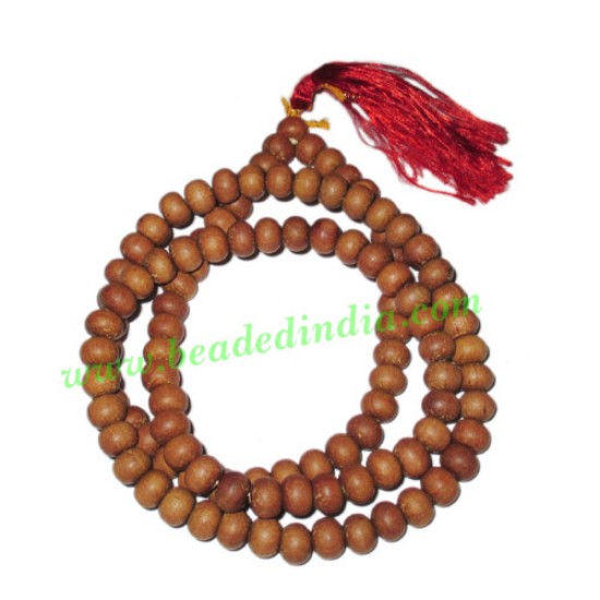 Picture of White Sandal Wood Beads, Auspicious Wood Beads-Seeds String (mala of 108+1 beads), size: 9mm, pack of 1 string.