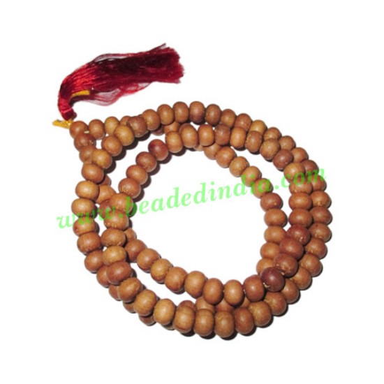 Picture of White Sandal Wood Beads, Auspicious Wood Beads-Seeds String (mala of 108+1 beads), size: 10mm, pack of 1 string.