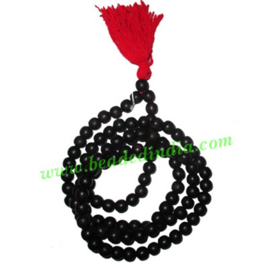 Picture of Ebony Black Dyed Wood Beads String (mala of 108 fine handmade 6mm round beads without knots)