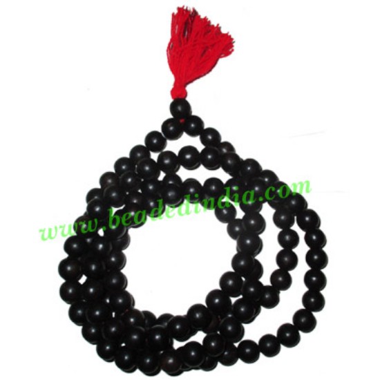 Picture of Ebony Black Dyed Wood Beads String (mala of 108 fine handmade 10mm round beads without knots)