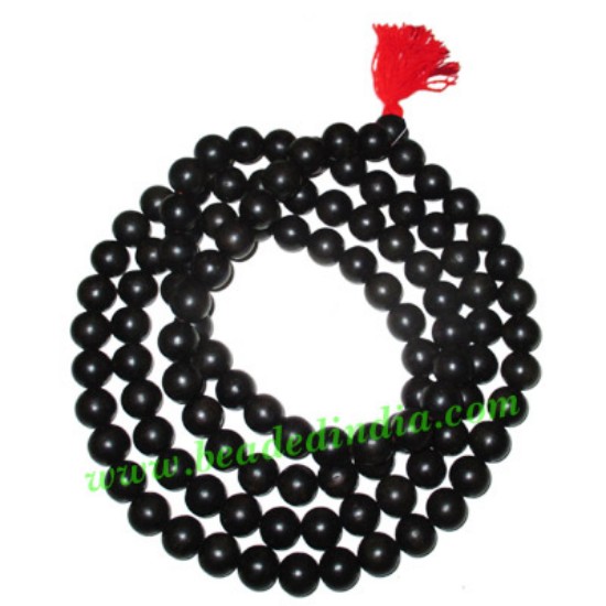 Picture of Ebony Black Dyed Wood Beads String (mala of 108 fine handmade 14mm round beads without knots)