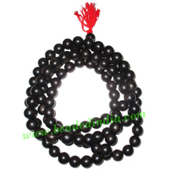 Picture of Ebony Black Dyed Wood Beads String (mala of 108 fine handmade 18mm round beads without knots)