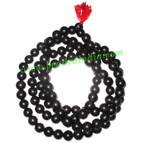 Picture of Ebony Black Dyed Wood Beads String (mala of 108 fine handmade 20mm round beads without knots)