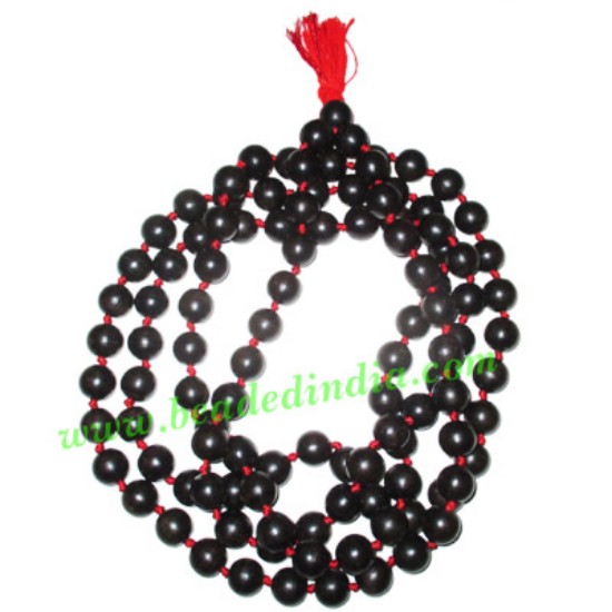 Picture of Ebony Black Dyed Wood Beads String (mala of 108 fine handmade 18mm round beads well knotted)