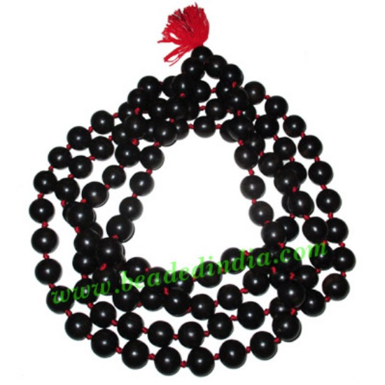 Picture of Ebony Black Dyed Wood Beads String (mala of 108 fine handmade 20mm round beads well knotted)