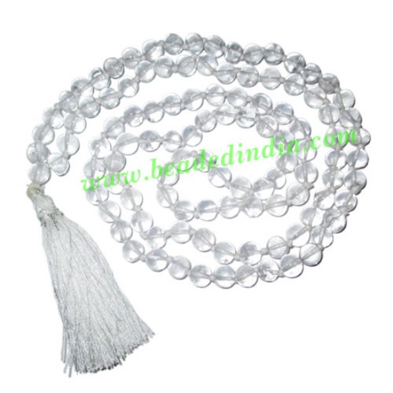 Picture of Crystal sphatik plain shape 12mm round 108+1 beads mala