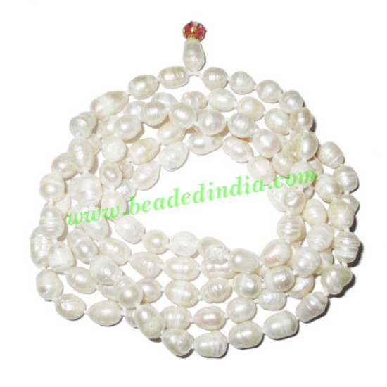 Picture of Fresh Water Pearl Mala of 6x8.5mm 108+1 beautiful pearls