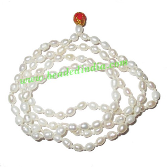 Picture of Fresh Water Pearl Mala of 3x4mm 108+1 beautiful pearls