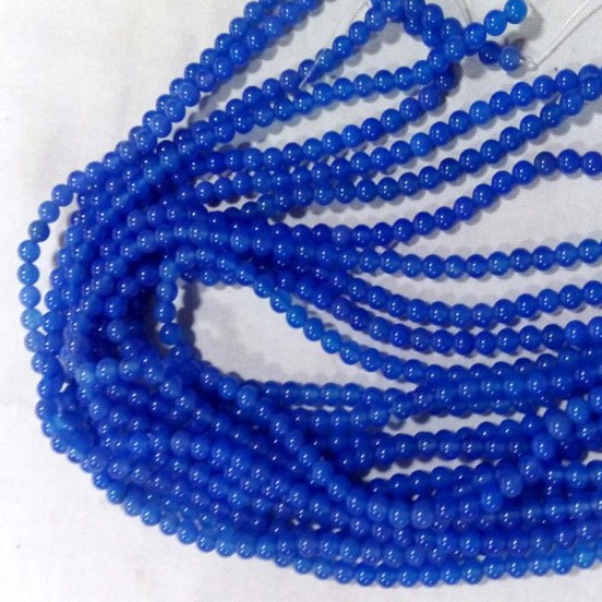 Picture of Agate Blue 4mm round prayer beads mala of 108 beads