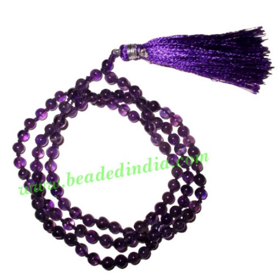 Picture of Amethyst 4mm round prayer beads mala of 108 beads