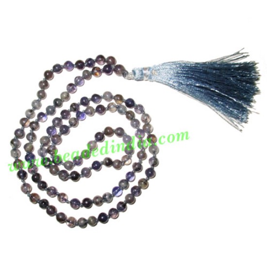 Picture of Iolite 4mm round prayer beads mala of 108 beads
