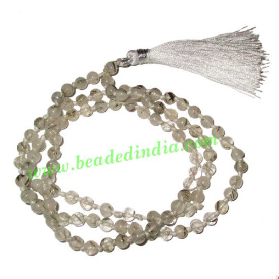 Picture of Rutilated Quartz 4mm round prayer beads mala of 108 beads