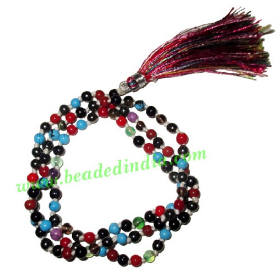 Picture of Multi Stone Mix 4mm round prayer beads mala of 108 beads