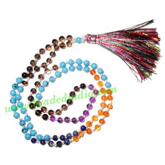 Picture of Multi Stone Shaded Mix 4mm round prayer beads mala of 108 beads