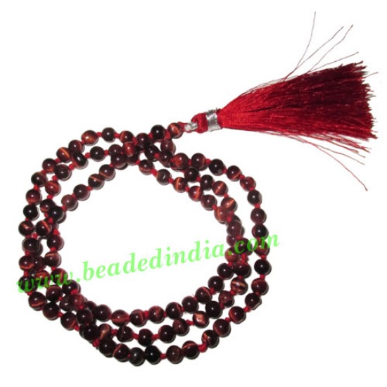 Picture of Red Tiger Eye 8mm round prayer beads mala of 108 beads