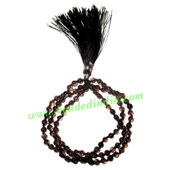 Picture of Smocky Quartz 8mm round prayer beads mala of 108 beads