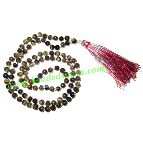 Picture of Tiger Eye Black 8mm round prayer beads mala of 108 beads