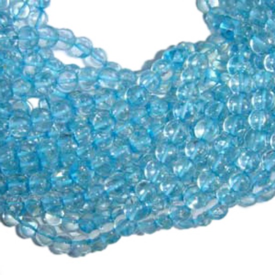 Picture of Blue Topaz 7mm round prayer beads mala of 108 beads