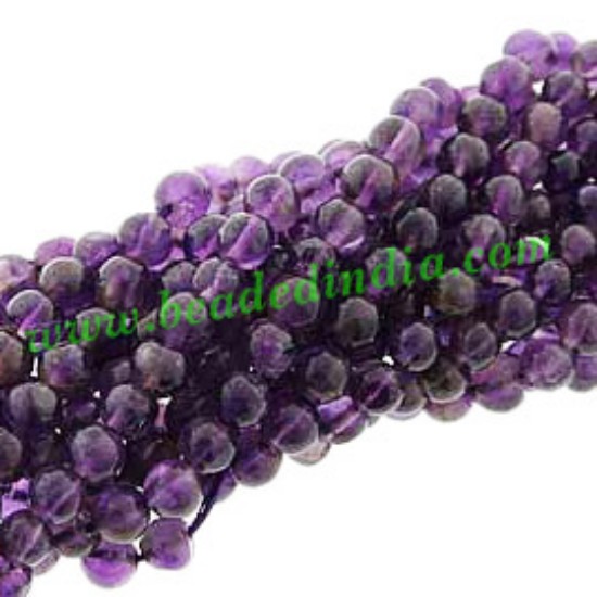 Picture of Amethyst 4mm round semi precious gemstone beads.