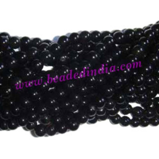 Picture of Black Onyx 4mm round semi precious gemstone beads.