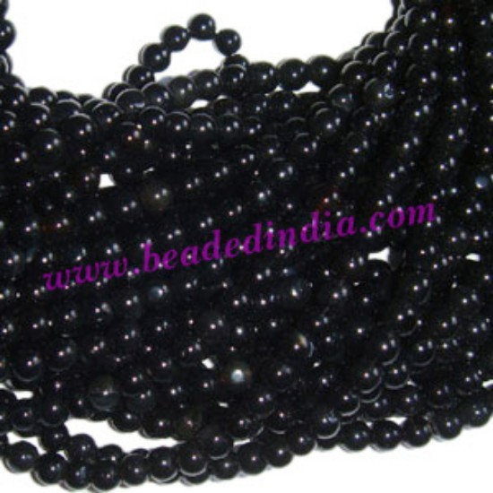 Picture of Blackstone 4mm round semi precious gemstone beads.