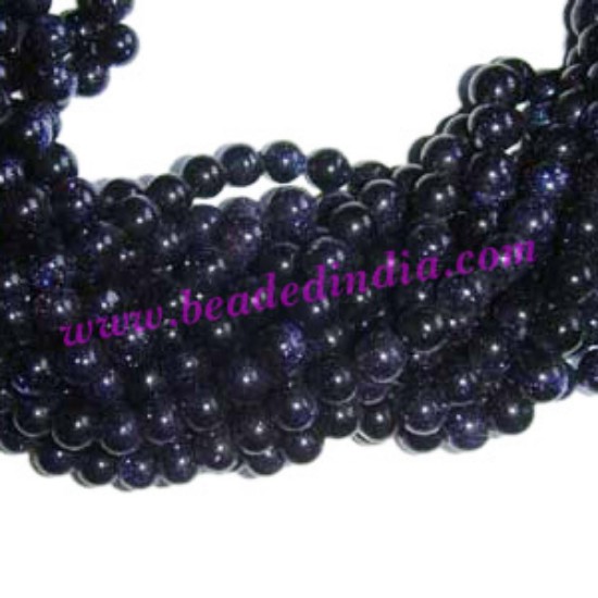 Picture of Blue Goldstone 4mm round semi precious gemstone beads.